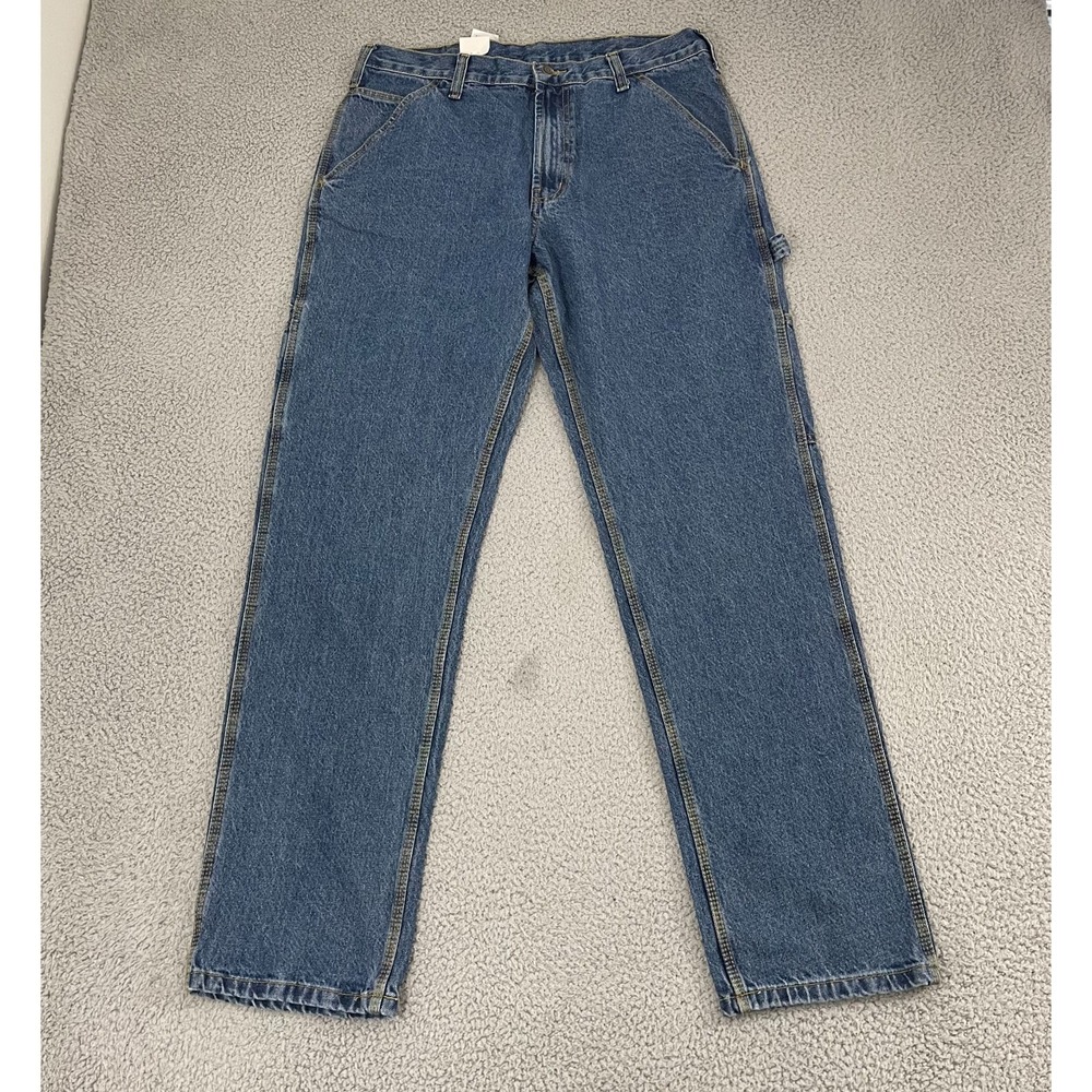 NWT Full Blue Carpenter Jeans Men 34x34 Dark Wash Relaxed Fit Workwear Denim